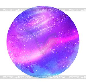 Violet circle background with outer space - vector image