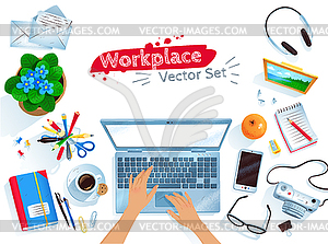 S set of office workplace - vector image
