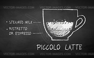Мел нарисованный эскиз Пикколо Латте - черно-белый векторный клипарт