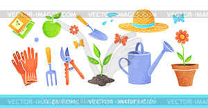 Gardening equipment set - vector image