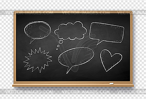 Chalked speech bubbles on school board - vector image