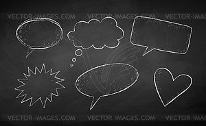 Grunge chalk drawn speech bubbles - vector clip art