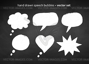 Grunge chalk drawn speech bubbles - vector clipart