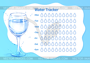 Water tracker with goblet with water - vector clipart