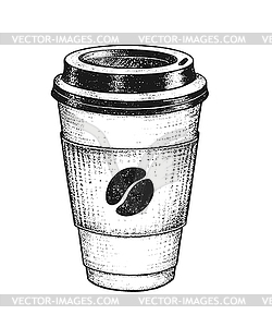 Vintage coffee paper cup - vector clipart