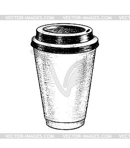 Vintage sketch coffee paper cup - vector EPS clipart