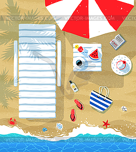 Summer parasol and seaside accessories - vector image