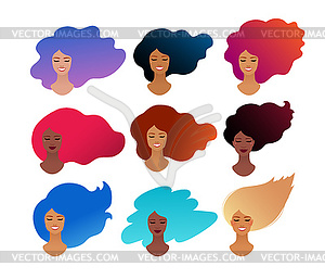 Set of female avatars - vector image