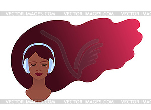 Female smiling face with headphones - vector clipart