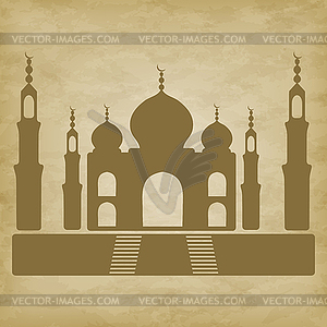 Taj Mahal on grunge background - royalty-free vector clipart