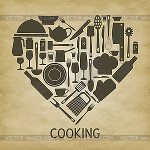 Logo kitchen icon heart - vector clipart