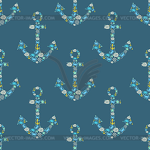 Nautical anchor seamless pattern - vector clipart