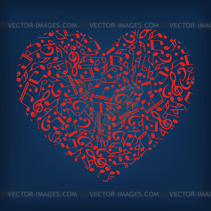 Logo heart notes - vector clip art