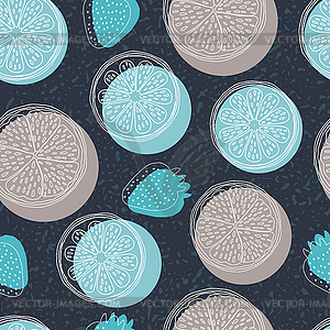 Seamless pattern with lemons orange - vector image