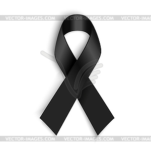 Black awareness ribbon. Mourning and melanoma symbol - vector clipart