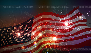 Fireworks background for 4th of July - vector clip art