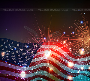 Fireworks background for 4th of July - vector image