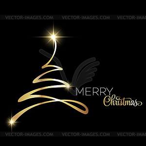 Merry Christmas tree greeting card. Paper design - vector clipart