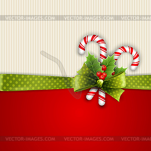 Holiday background with green ribbon and bow - vector image