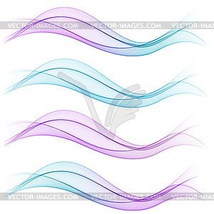 Set of abstract blue waves - vector image