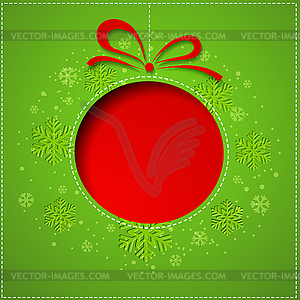 Abstract Christmas balls cutted of paper on green - vector image