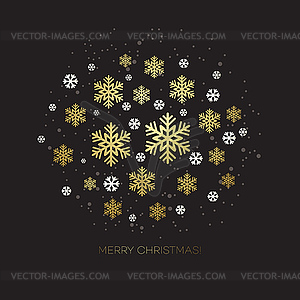 Golden snowflake on dark background - vector image