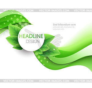 Eco leaves and green wave - vector image