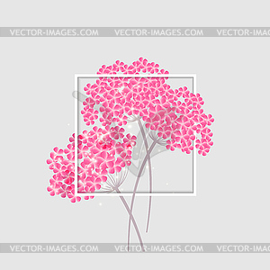 Invitation Card with beautiful flowers. Hortensia - vector clipart