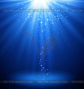 Abstract magic light background. Blue holiday burst - vector image