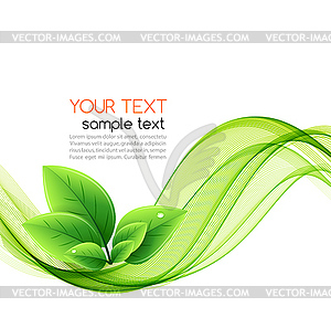 Eco leaves and green wave - vector image