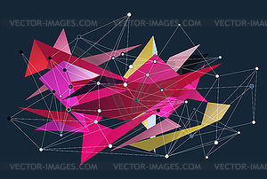 Abstract 3D triangles geometric background. Lines - vector image