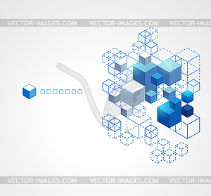 Abstract blue cubes background - royalty-free vector clipart