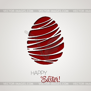 Happy Easter card decorated paper egg - vector clipart