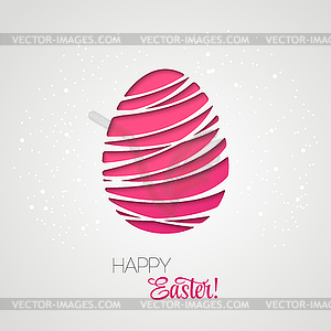 Happy Easter card decorated paper egg - color vector clipart