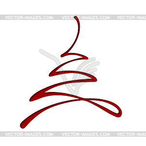 Merry Christmas tree greeting card. Paper design - vector image