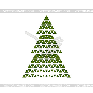 Merry Christmas tree with triangle shape - vector image