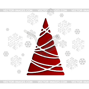 Рождественская елка. Праздничный фон с снежинками - стоковое векторное изображение