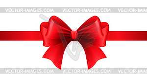 Red ribbon with bow - vector image