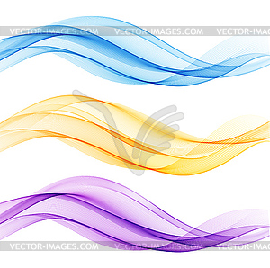 Set of blue abstract wave design element - vector clipart