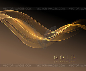 Abstract shiny golden wavy design element. Flow gol - vector image