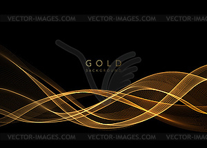 Abstract shiny golden wavy design element. Flow gol - vector clipart