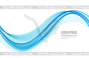 Blue abstract wave design element. Smoke lines - vector image