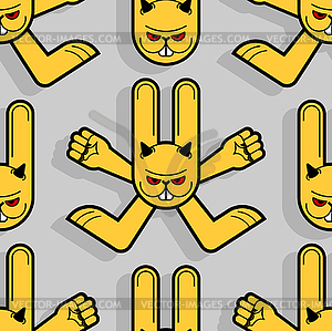 Angry hare pattern seamless. Crazy Rabbit - vector image