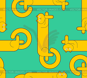 Long cat pattern seamless. Cartoon pet background. - vector clipart