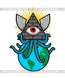 Всевидящее око. Символ мирового правительства. - изображение в векторном виде