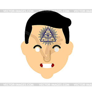 All-seeing eye face tattoo. Symbol of world - vector image