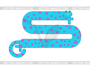 Long cat . Cartoon pet - vector clipart