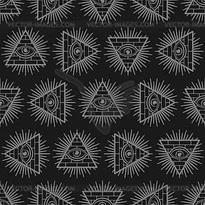 All-seeing eye background. Pyramid with an eye - vector clipart