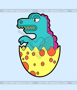 Dinosaur in egg. Small dyno in shell. Cartoon - vector image