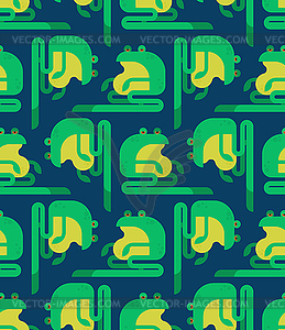 Frog cartoon pattern seamless. Green toad - vector clipart